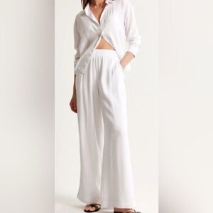 Abercrombie & Fitch Linen Pull-On Flare Pants